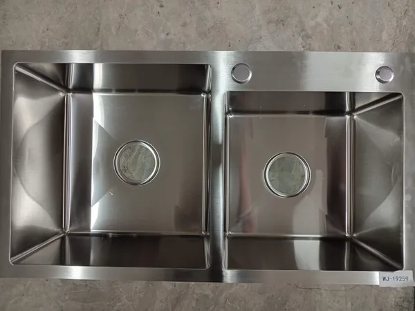 Fregadero doble cuadrado 43x78cm wj-19259 acero Inox