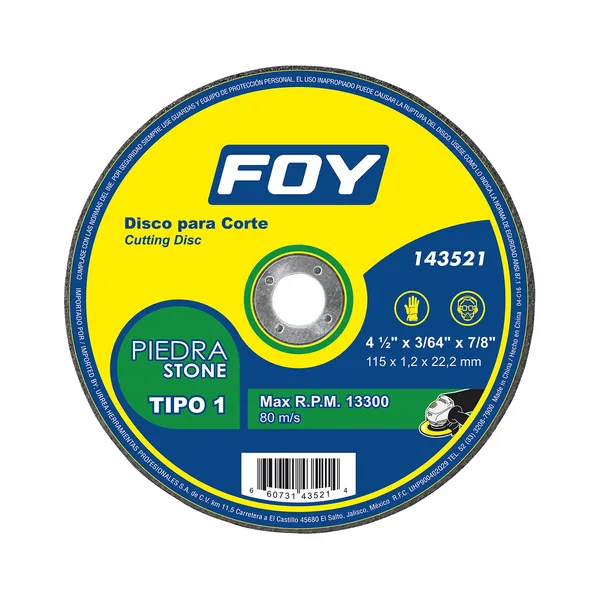 Disco p/corte piedra 4.5" 143521 Foy