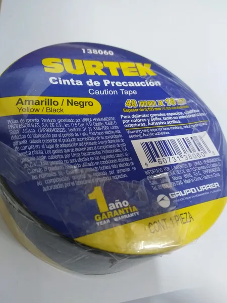 Cinta de precaucion adhesiva amar/negro 18m 138060 surtek