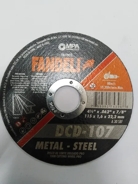 Disco p/corte metal 4.5x.062x7/8" DCD-107 c-p fandeli