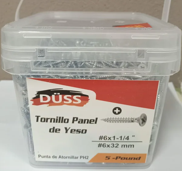 Tornillo Diablito 1 1/4*6 P/plancha sheetrock punta fina 5Lbs
