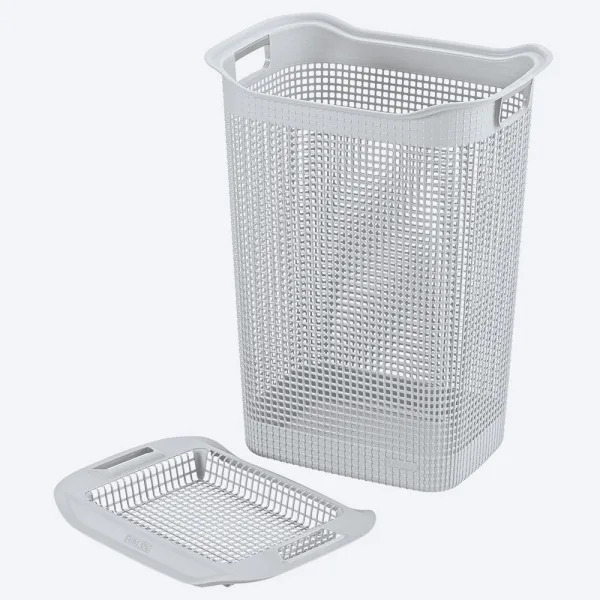 Cesta p/ropa rect 50L gris linum rimax
