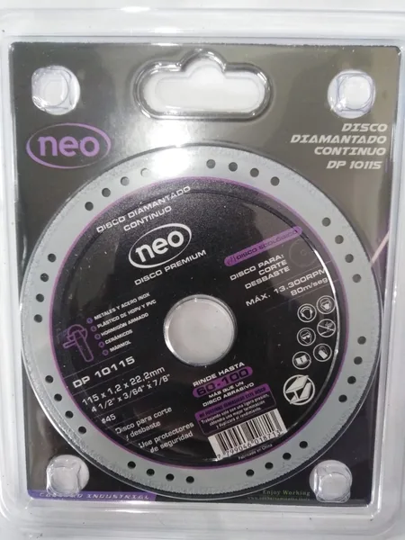 Disco p/corte Diamantado continuo 4 1/2x3/64x7/8" Neo