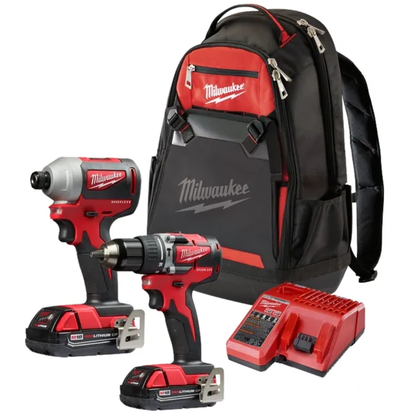 KitTaladro+atornillador+ Mochila 2802-20+2850-20 c-bat-carg milwaukee