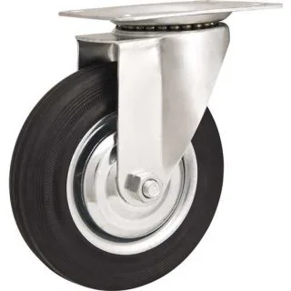 Rueda Goma negra 6" giratoria Vonder 160/40-80