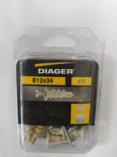 Tarugo P/Sheetrock plast 12x34 +torn 10pcs Diager