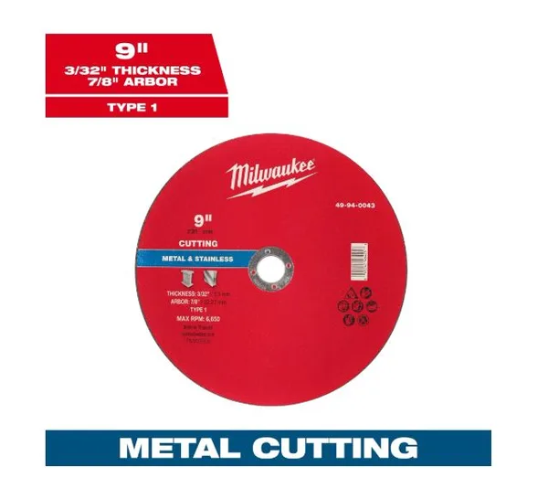 Disco p/corte metal 9"x3/32x7/8" c-p milwaukee