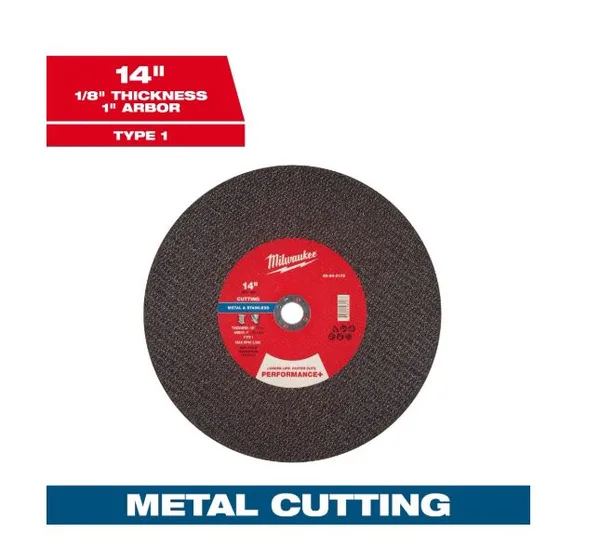 Disco p/corte metal 14"x1/8x1" performance+ c-p milwaukee