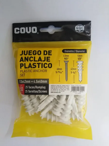 Tarugo plasticos + tornillos 25pcs 13x42mm covo
