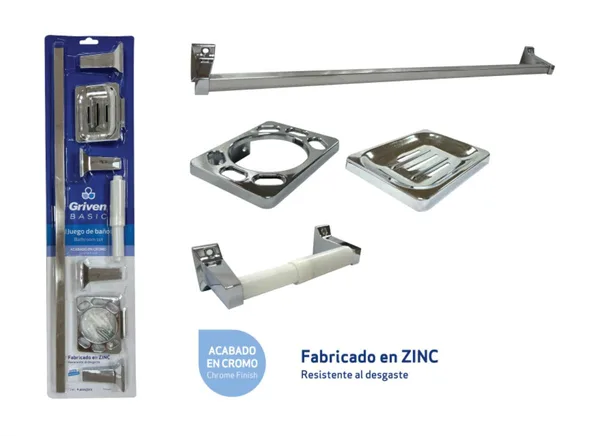 Accesorio p/bano 4pzas Griven