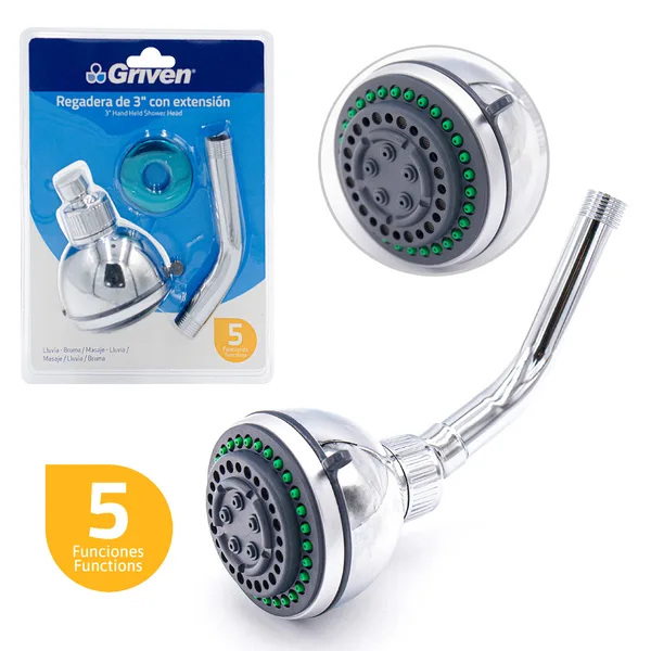 Ducha p/bano 3" redonda c-brazo Griven