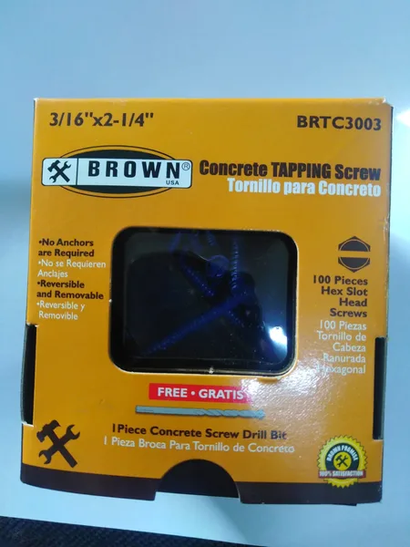 Tornillo p/concr estr 3/16x2-1/4 azul 100pcs Brown