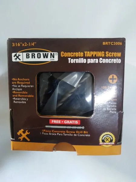 Tornillo p/concr estr 3/16x2-1/4 azul 100pcs Brown