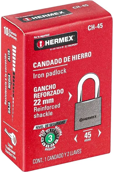 Candado hermex 45mm aro corto