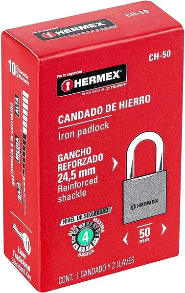 Candado hermex 50mm aro corto