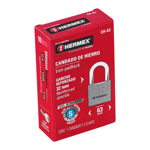 Candado hermex 63mm aro corto