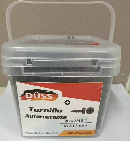 Tornillo p/estructura 7/16x7 sheetrock punta fina negro 10LBS Duss