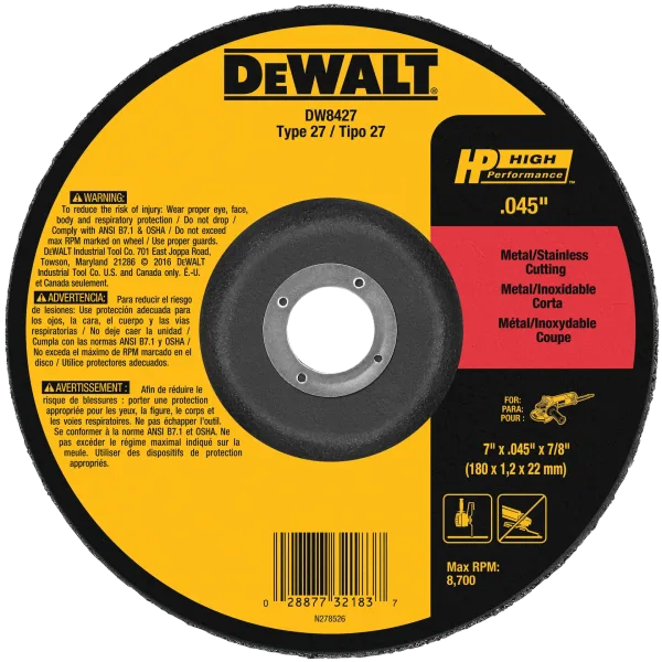 Disco P/corte Metal 1/16x7 Dewalt
