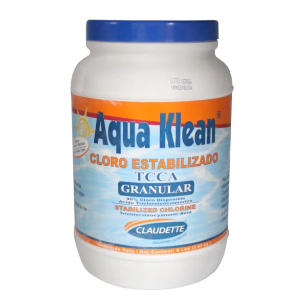 Cloro granulado 90% 8LBS aqua klean claudette