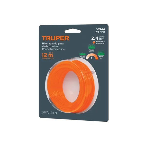 Hilo p/cortadora d/grama 2.4mmx12mt HTA-95B truper