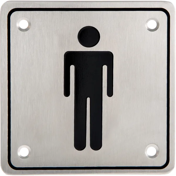 Letrero p/Baño Hombre en Acero Inox 4x4x1.5mm