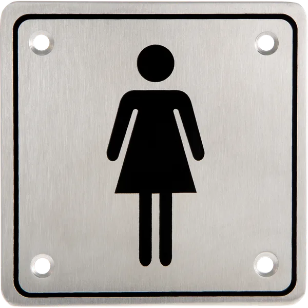 Letrero p/Baño Mujer en Acero Inox 4x4x1.5mm