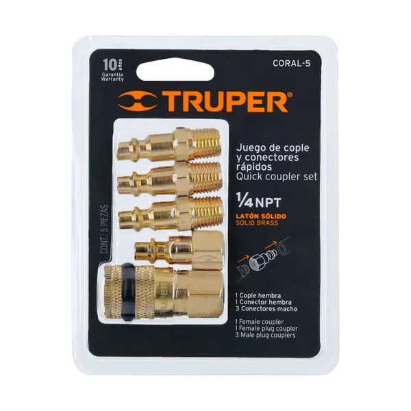 Acople Rap.p/mang 5pcs Truper 1/4